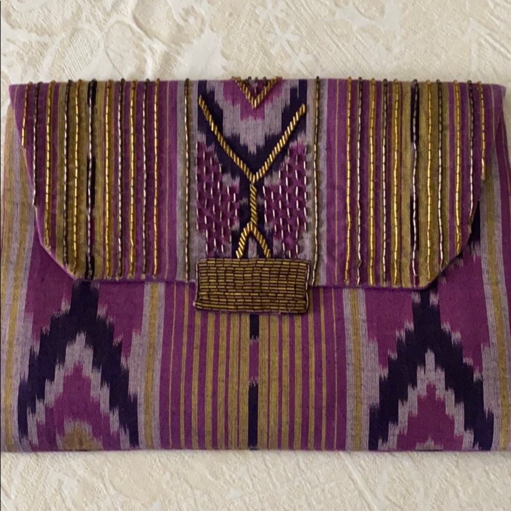 Roberta Freymann embellished ikat envelope clutch